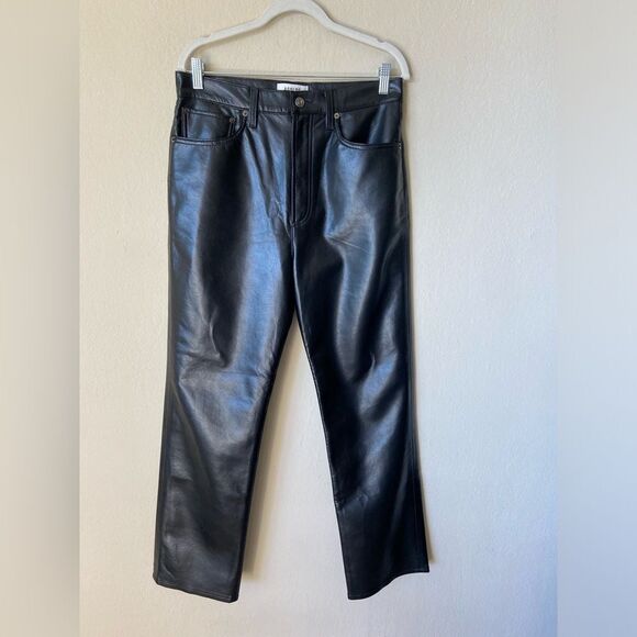 Agolde 90s Pinch Recycled Leather Black Pants Straight Leg Crop Size 29 - Picture 6 of 9